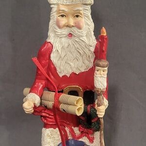 Festive Santa Claus Holiday Figurine - Red and White
